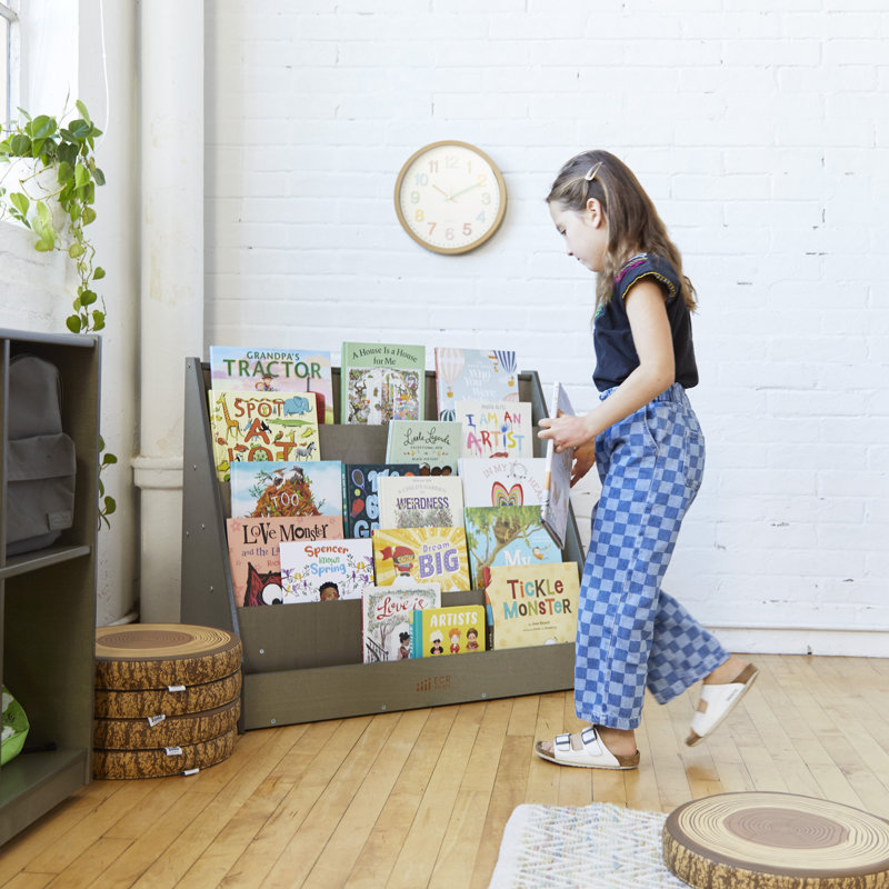Gray Wash Birch Wood Kids' Single-Sided Book Display