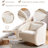 Swivel Accent Chair, 360-degree Swivel Barrel Chair with Teddy Upholstery, Comfy Pumpkin-Shaped Swivel Chair for Living Room, Bedroom, or Office-807127110-807127111