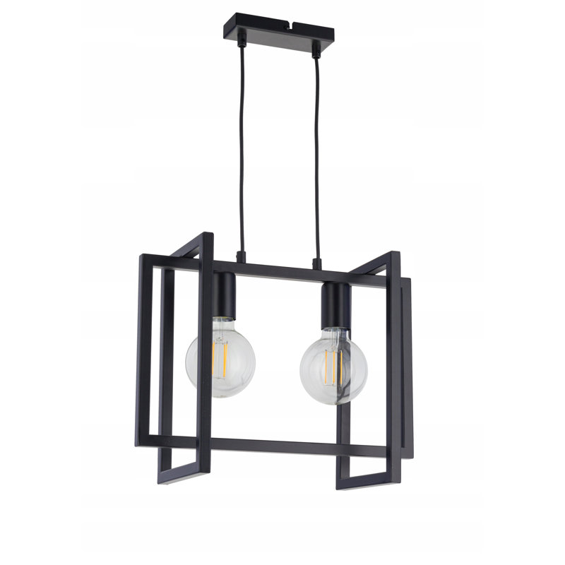 2 - Light Square/Rectangle Pendant, 80 x 41 x 18cm, Black
