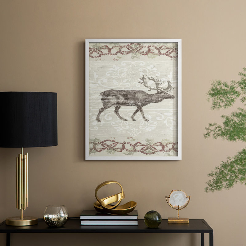 Cabin Christmas Collection B, reproduction encadrée - bois massif, H 15 po x l 12 po, Blanc