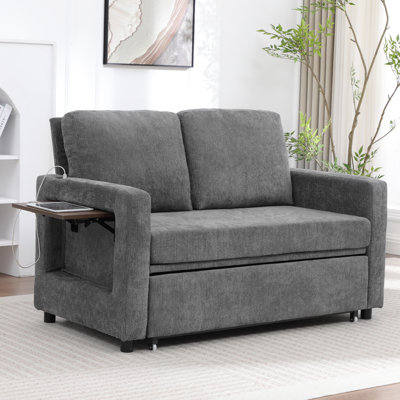 Upholstered Convertible Sleeper Sofa featuring USB Ports and Side Pocket by Ebern Designs