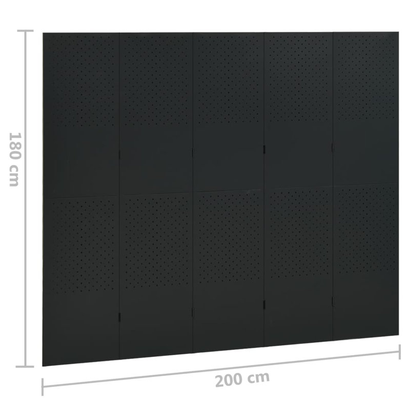Cassiah 180cm H Folding Room Divider, Black, 5