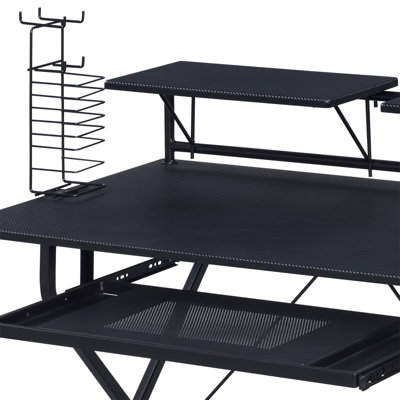 Black Computer Desk With Keyboard Tray