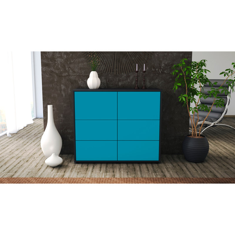 Reposa 92cm Sideboard, Anthracite/Turquoise