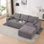 Canapé modulaire rembourré à compression en U de 113 po pour salon, sans assemblage, mousse complète, 6 sièges, canapé-lit avec quatre coussins de dossier et six coussins décoratifs en velours côtelé gris-1356751705