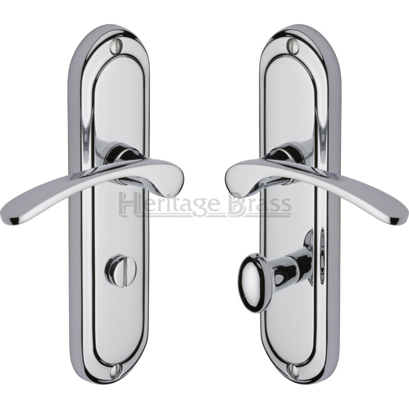Heritage Brass Heritage Door Handle for Bathroom Ambassador Design, Polished Chrome