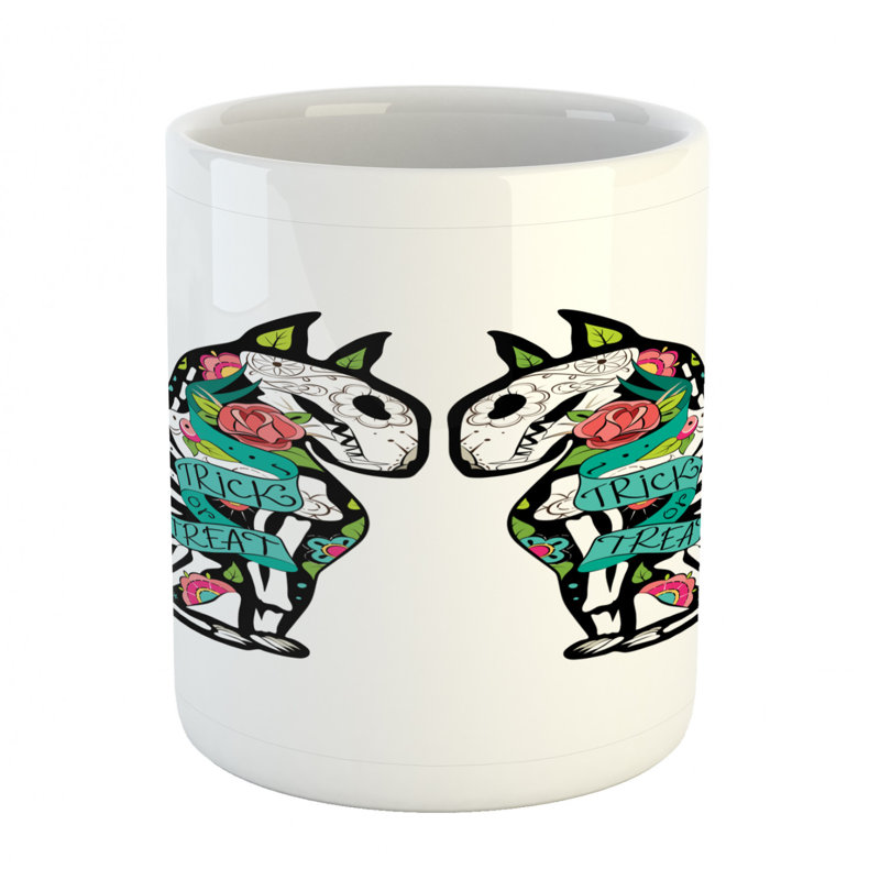 Grande tasse à café demon de fleurs squelettes