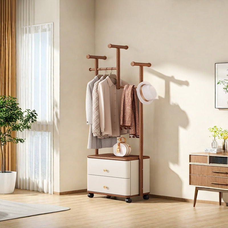 Versatile Closet with Drawers & Shoe Bench, Walnut