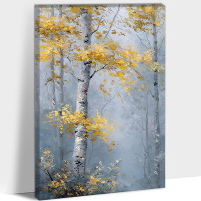 Décoration murale Birch Tree - Aspen Tree, art mural paysage pour le salon, œuvre d'art sur toile Forest Nature pour la décoration intérieure, cadre en toile de pin tendue, 12 po x 16 po