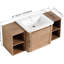 Meuble-lavabo mural de 48 po avec lavabo en céramique blanche, tablettes de rangement et 45 poignées à bord incliné pour une porte à fermeture en douceur