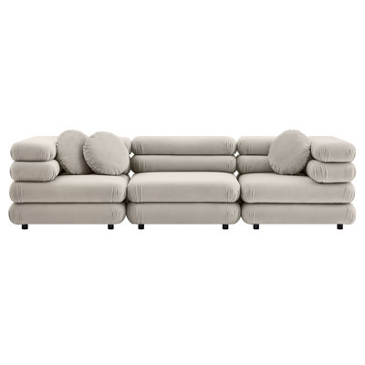 Jubilee 3-Piece Modular Performance Velvet Sectional Sofa In Mulberry