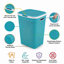 65L Large Laundry Hamper with Lid – Plastic Rattan Effect Laundry Basket for Dirty Clothes Storage – Space Saving Washing Basket with Handles-410375686