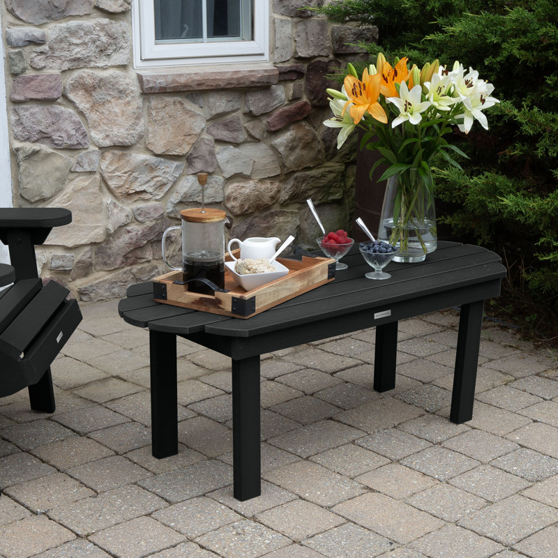 Anette Oval Outdoor Coffee Table , 45 " W 19 " D, Black