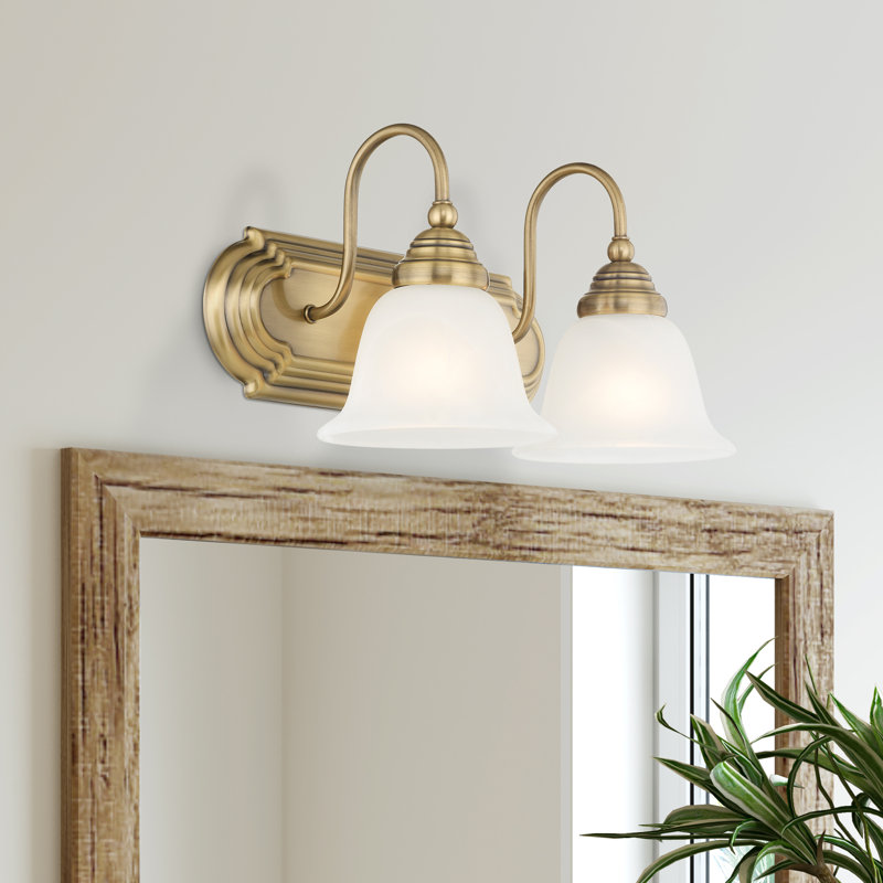 Éclairage pour salle de bain à intensité variable 2 lumières Belmont, Laiton antique
