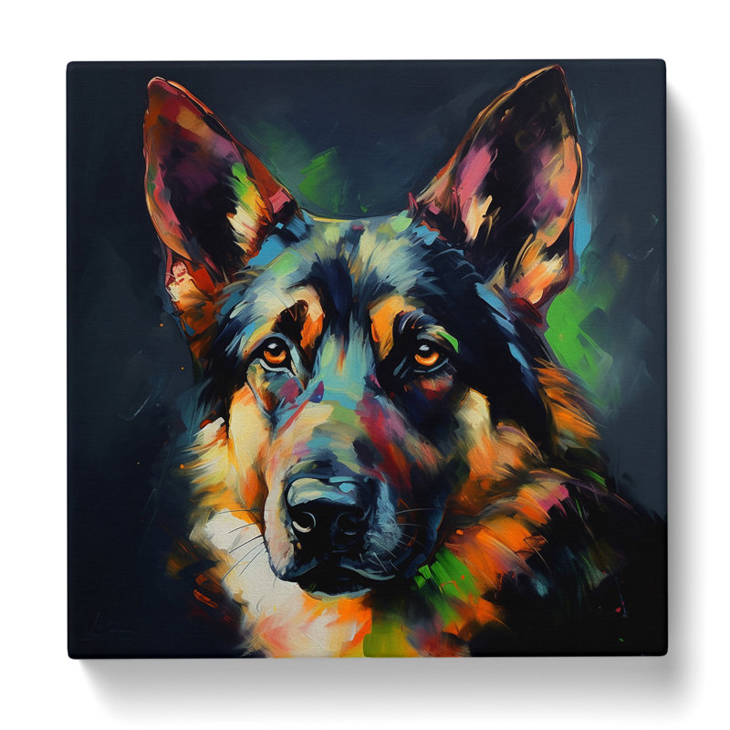 German Shepherd Expressionism - Wrapped Canvas, 35cm H x 35cm W x 3cm D