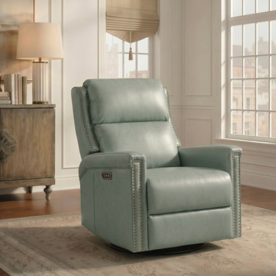 Medlin 31'W Transitional Faux Leather Dual Motor Swivel Rocker Recliner with USB Ports