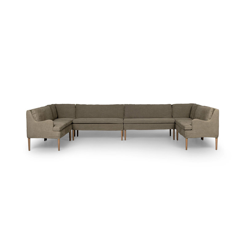 Aurelia 6-Piece Sectional, 34.5" H x 152" W x 75" D, Broadway Olive Linen