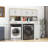 Over The Washer And Dryer Storage Cabinet Suitable For Compact Washing Machines, Laundry Room Storage Organizer With 1 Laundry Basket, 4 Doors, 1 Drawer And 2 Adjustable Shelves-Antique White