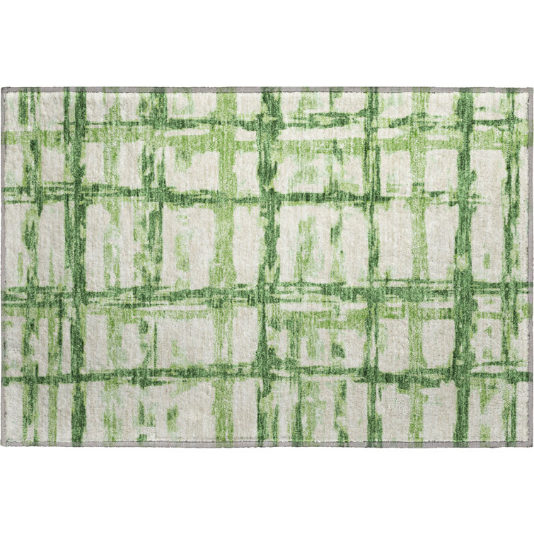 Premium Machine Washable Prisco Green Rug