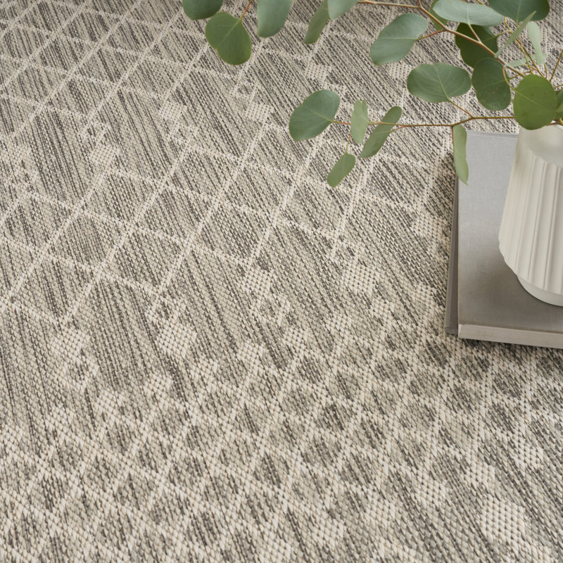 Robbs Rectangle Indoor/Outdoor Area Rug, Rectangle 9' x 12', Light Gray