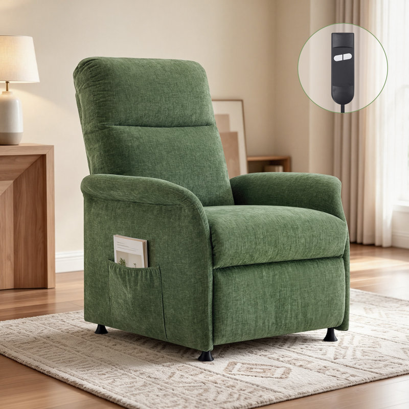 Fauteuil d'appoint inclinable électrique avec poches latérales, fauteuil inclinable rembourré avec dossier épais