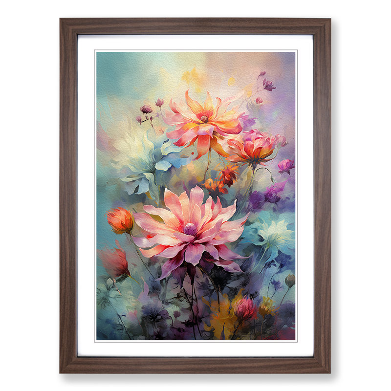 Wildflowers Digital Art - Framed Print, Walnut Framed, 64cm H x 46cm W
