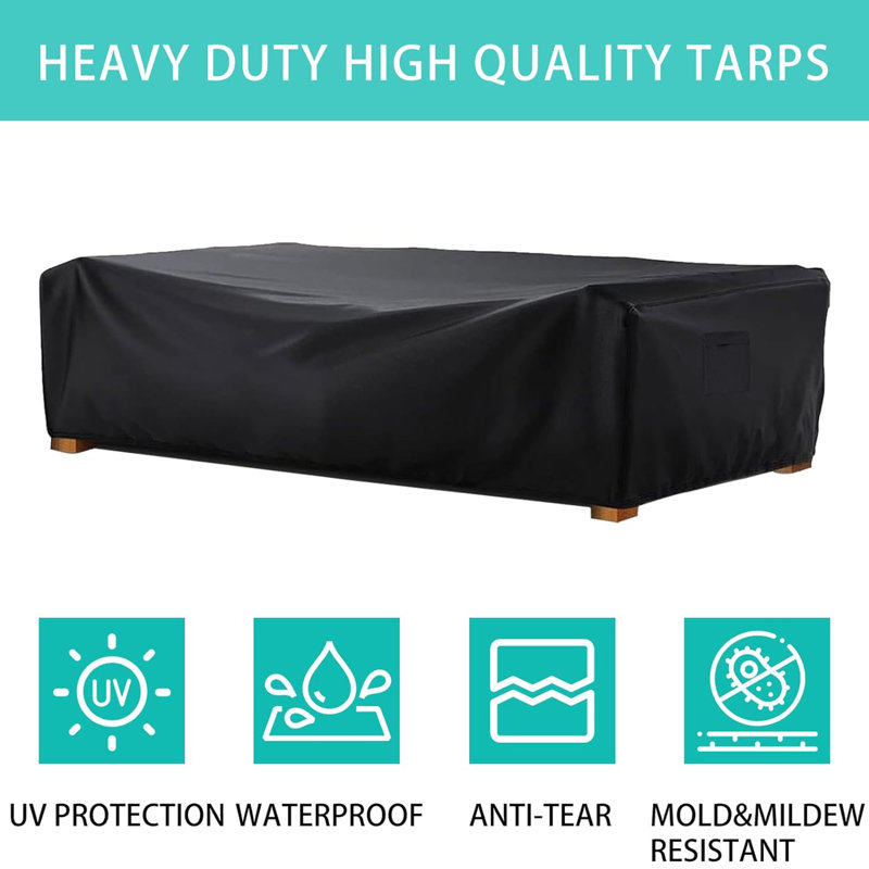 Housse de patio d'extérieur robuste et imperméable, H 32 po x l 98 po x P 78 po