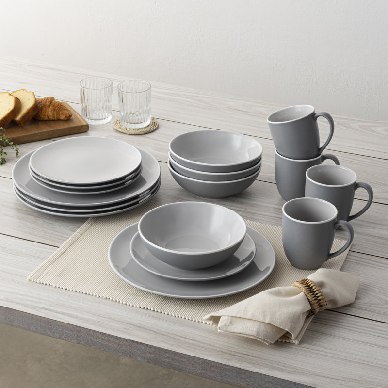 Service de table 16 pièces Noritake ColorTrio Coupe, service pour 4, Ardoise