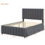 Full Size Upholstered Platform Bed With Twin Size Trundle And 3 Drawers, Linen Fabric