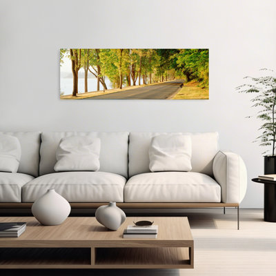 Trees On Both Sides Of A Road, Lake Washington Boulevard, Seattle, Washington State, Usa Tranquil Abstract Contemporary Nature Tree Wall Art