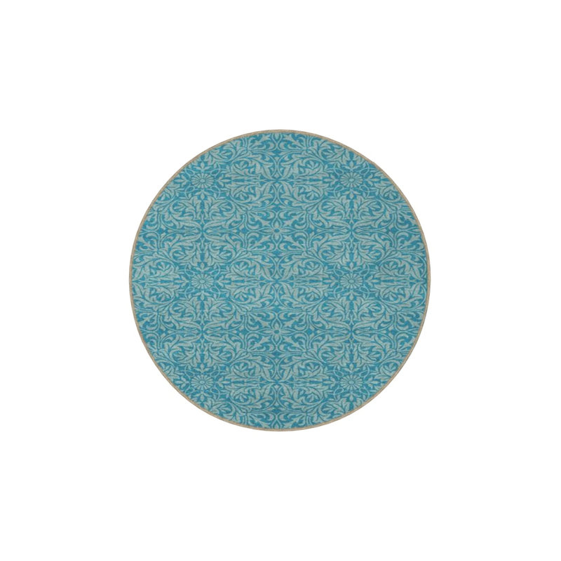Blue Framed Pastel Painted Decorative Washable Carpet, Rectangle 3'4" x 5'