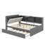 Lit plateforme double avec tablettes, lit gigogne et tête de lit-925522409
