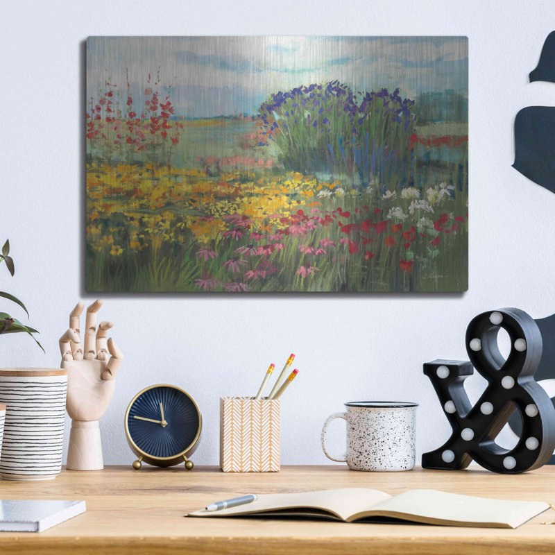 «Garden Border» par Carol Rowan, art mural en métal, 24 po x 16 po, H 12 po x l 16 po