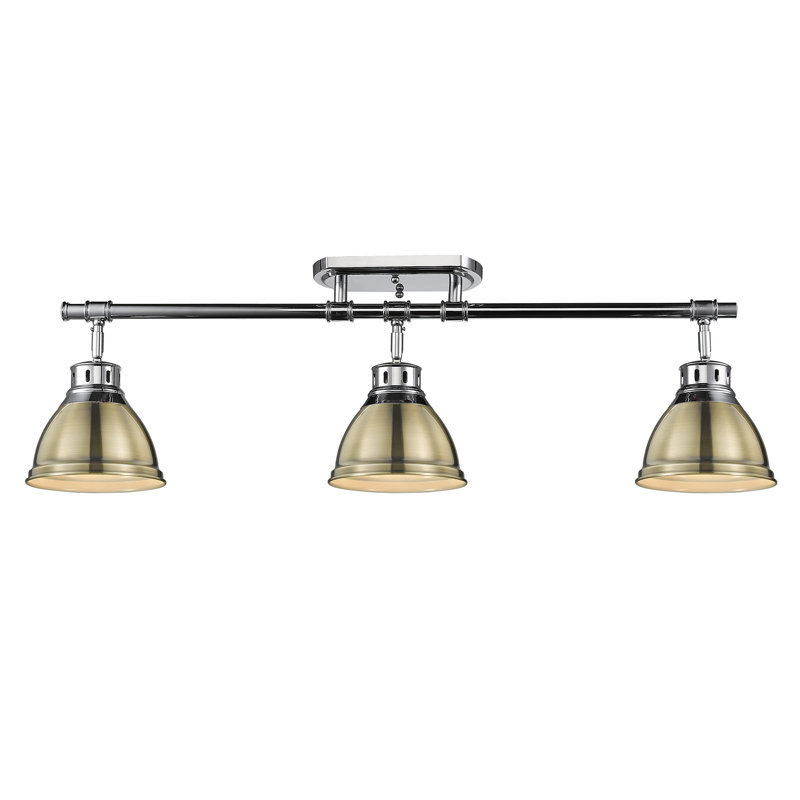 Bryannah 3-Light Semi-Flush - Track Light, Aged Brass, Chrome