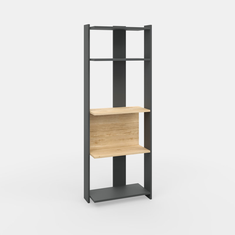 Hollier Geometric Bookcase, Anthracite/Oak