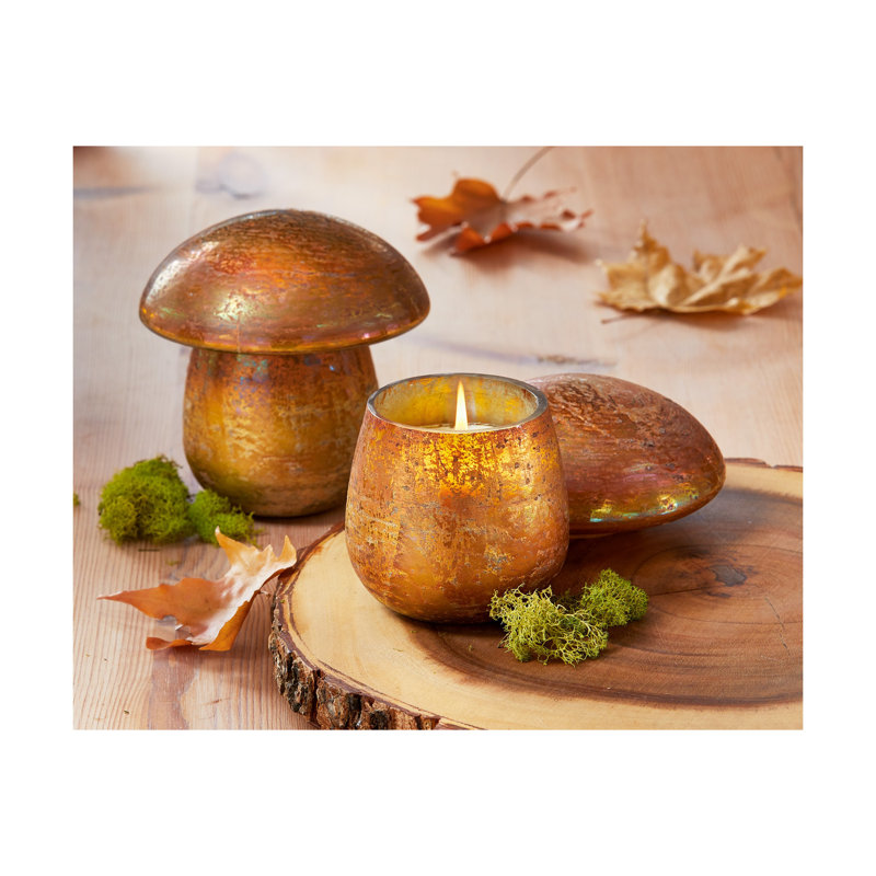 Bougie fantaisie parfumée champignon avec porte-étain
