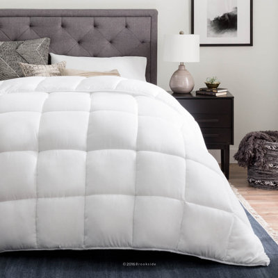 Lucid All-Season Down Alternative Comforter with Duvet Loops and Box Stitching, White, California King