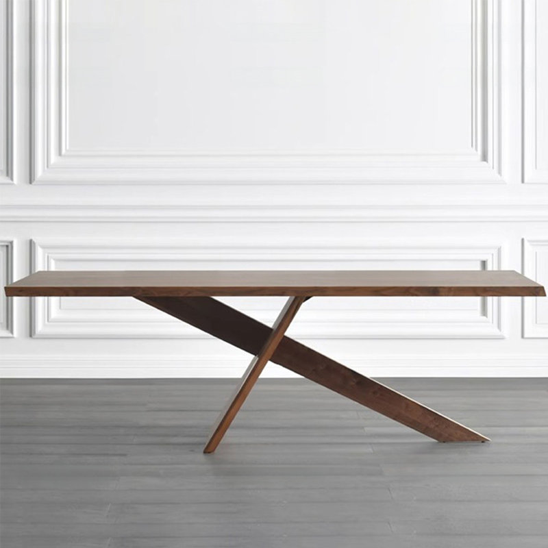 Brown Rectangular Solid Wood Dining Table, 29.53"H×55.12"L×27.56"W