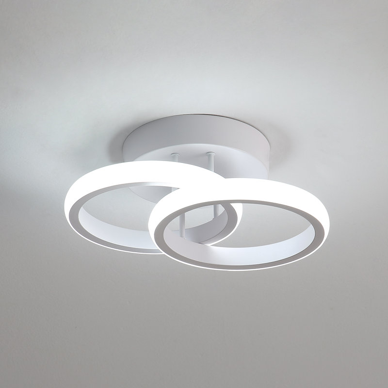 Verbrande 2-Light 25cm LED Integrated Semi Flush Mount, White, 6000K