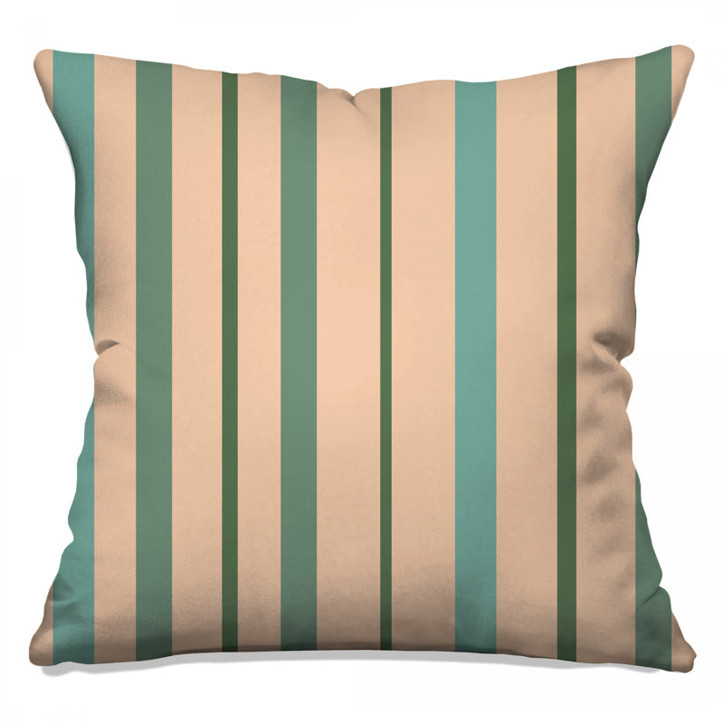 Green Beige Vertical Stripes Double Sided Throw Pillows, 16 x 16 inches