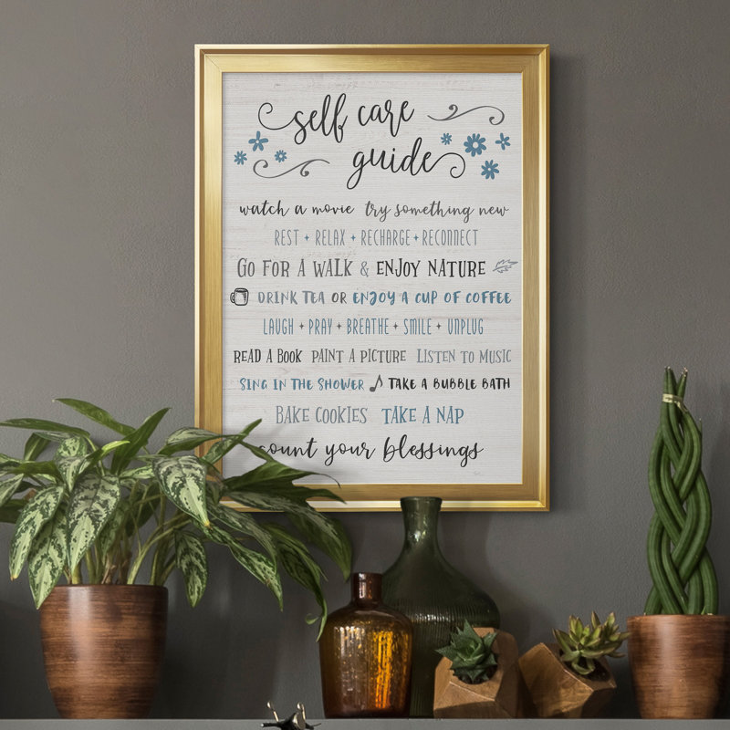 " Guide To Self Care ", Gold Framed, 24.5" H x 18.5" W x 1" D