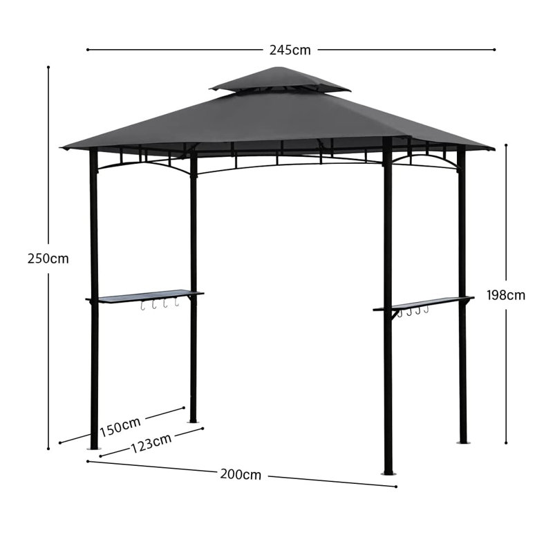 Aurey 2.5 x 1.5m Metal BBQ Gazebo
