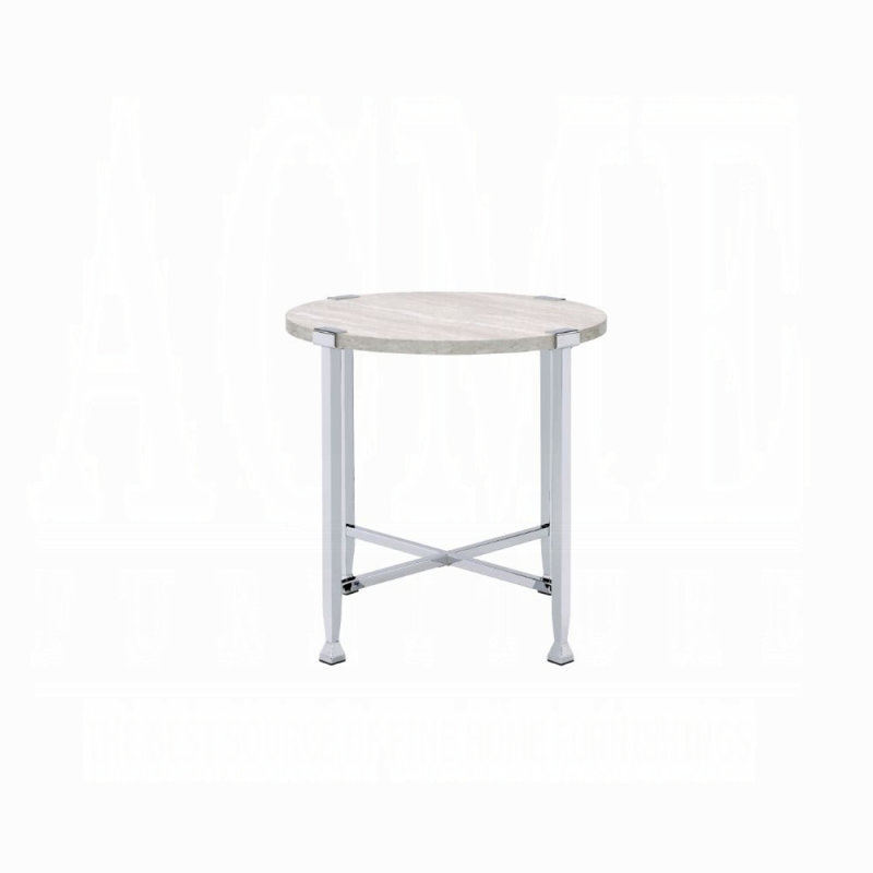 Table d'appoint contemporaine avec plateau en bois et finition en chêne blanc