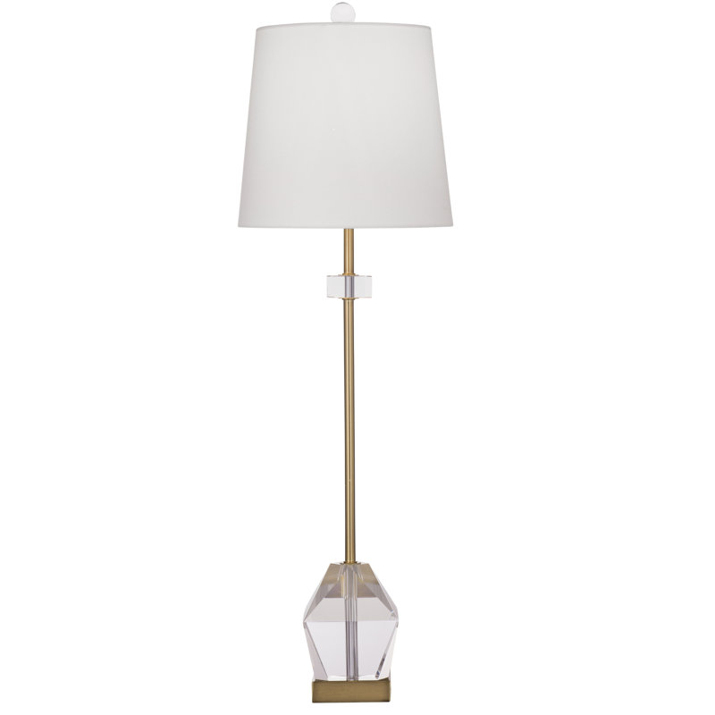 Hampton Table Lamp Crystal Base with Antique Gold Finish & White Shade