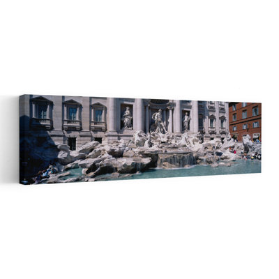 Fountain In Front Of A Building Trevi Fountain Rome Italy by K. H. Hanel - Wrapped Canvas Panoramic Print