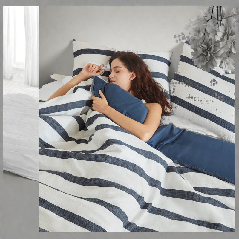 Premium Bedding Sets, Polyester Full Queen Modern Striped Home Comfort