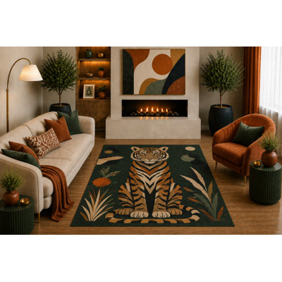 "Ultra léger" 5 pi x 7 pi Tapis tigré Mid Century