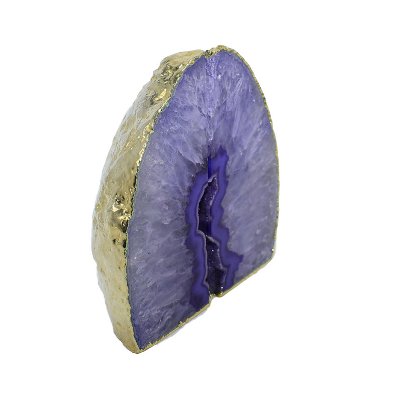 Grande serre-livres antidérapants en agate, Mauve / doré, H 4,5 po x l 5,5 po x P 2 po