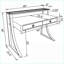 Bureaux, bureau d'écriture moderne à 2 tiroirs avec huche en verre, l 48 po x P 23,5 po x H 36 po | Blanc brillant | Bois aggloméré + métal