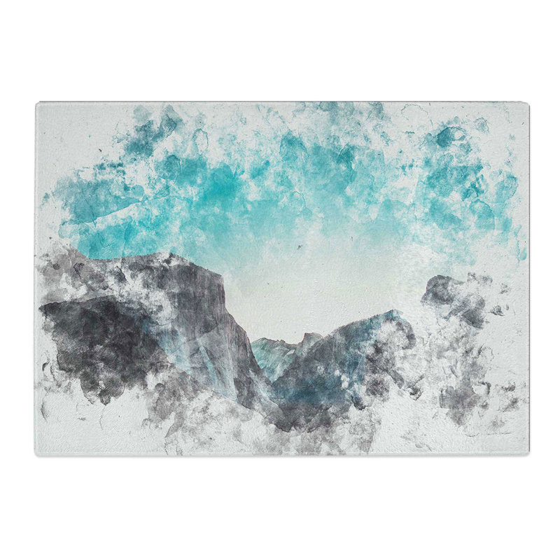 Tempered Glass Yosemite Valley at Dusk Watercolour Chopping Board, 20 cm x 28.5 cm